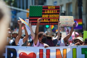 Scenes from the All Black Lives Matter Pride Parade in Los Angeles, California.