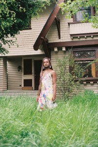 No Sesso designer Pierre Davis at the home of designing partner Autumn Randolph, in the West Adams neighborhood of Los Angeles. The area's homes inspired the sober palette of the Fall 2020 collection.