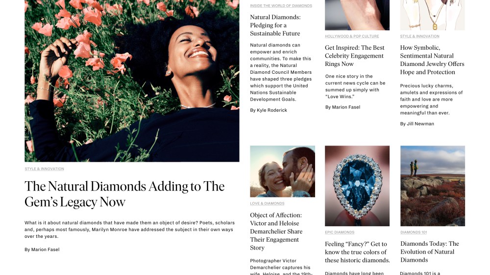 Only natural diamonds homepage