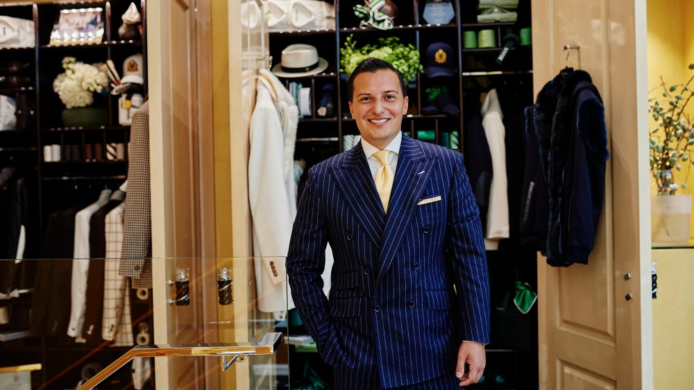 Nicolas Bijan  at the House of Bijan store on Rodeo Drive.