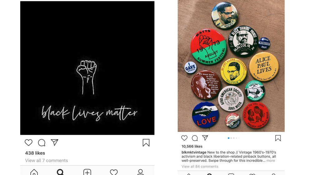 Instagram posts from Armando Cabral and BLK MKT Vintage.