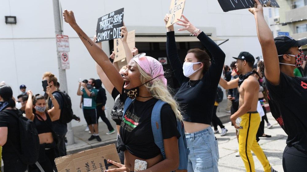 The Black Lives Matter protest in Los Angeles.