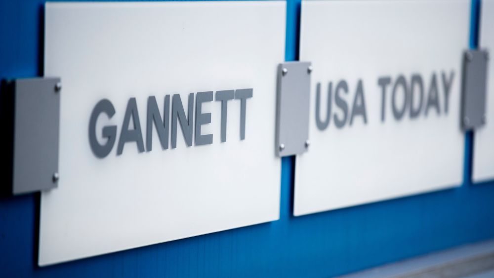 Signage outside the Gannett Co. headquarters in McLean, Virginia, USA, 05 August 2019. GateHouse Media is buying Gannett Co. for nearly 1.4 billion US dollars. The combined company will retain the Gannett name and will control 230 daily newspapers and 130 weeklies.GateHouse Media buying Gannett Co. for nearly 1.4 billion US dollars, Mclean, USA - 05 Aug 2019