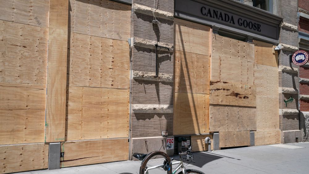 boarded up canada goose store SoHo
