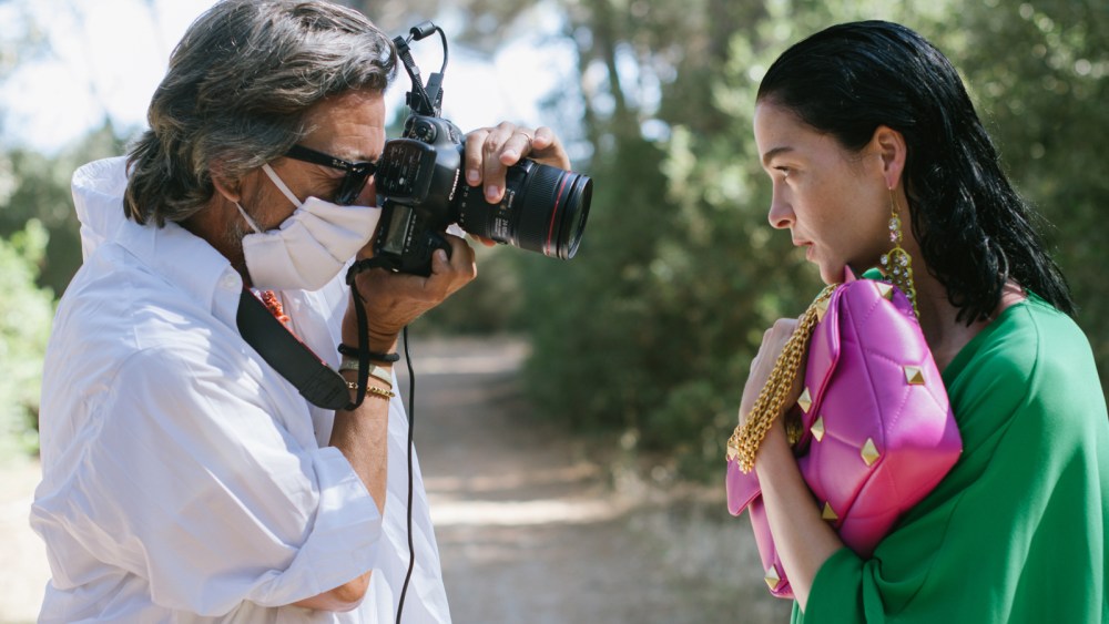 Pierpaolo Piccioli photographs Mariacarla Boscono wearing a look from his upcoming resort collection.