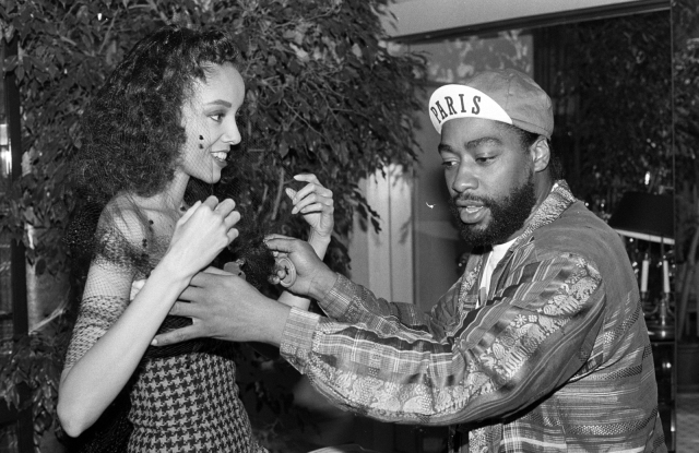 Designer Patrick Kelly with Model Jamie Foster in a look from his debut Made to Order Collection for Fall 1988.