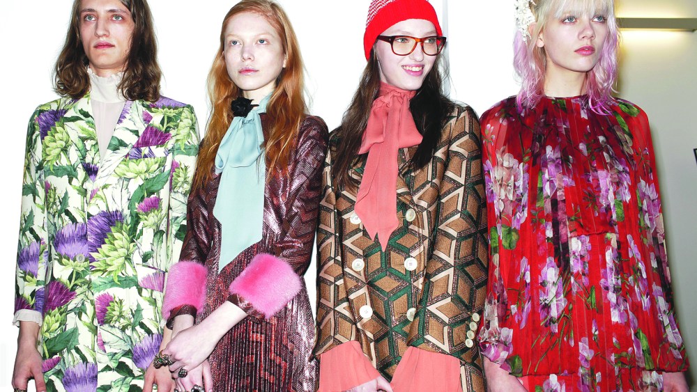Backstage at Gucci RTW Fall 2015.