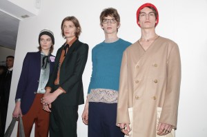 Backstage at Gucci Men's RTW Fall 2015.