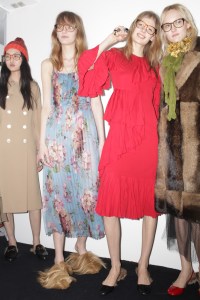 Backstage at Gucci RTW Fall 2015.