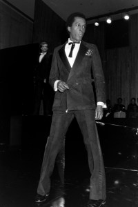 Suede suiting from Kevin Thompson & Robert Miller's menswear collection, 1979.