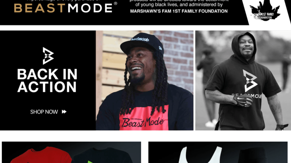 A screen shot of the Beast Mode web site.
