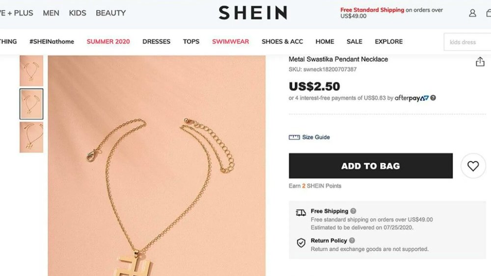 Shein Apologizes After Backlash Over Swastika Necklace