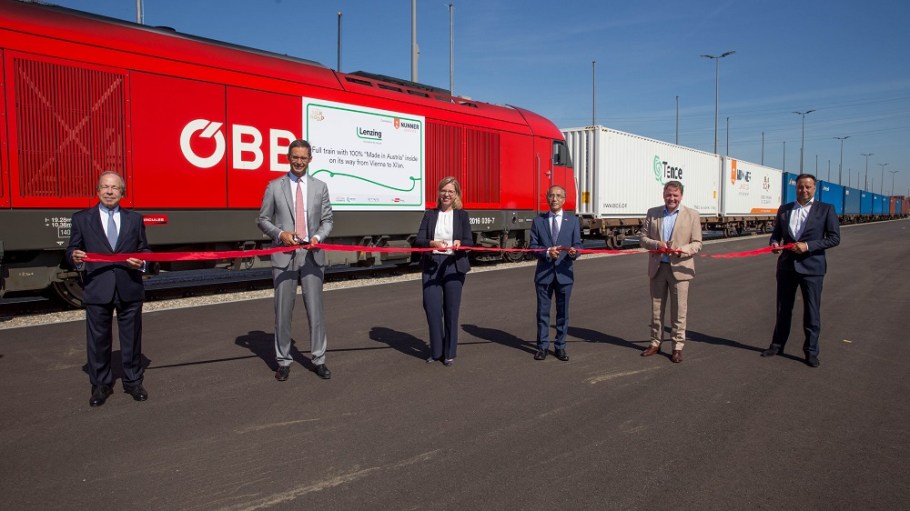 Lenzing has shipping goods fully produced in Austria directly to China by train for the first time.