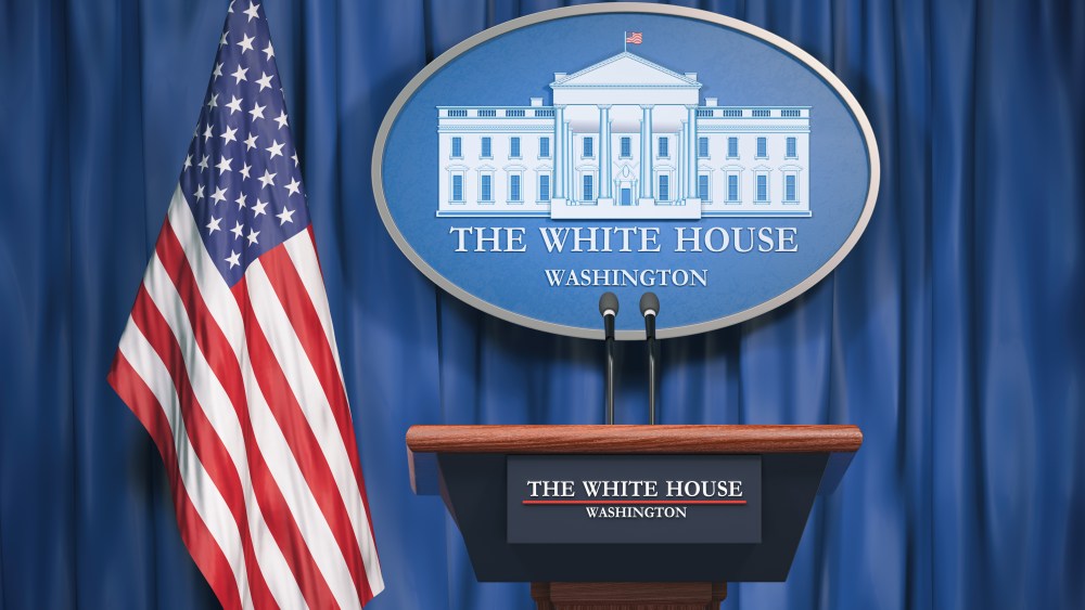 white house briefing room podium empty