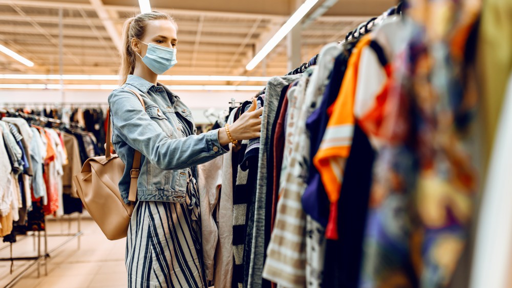 shopper mask fashion clothing rack