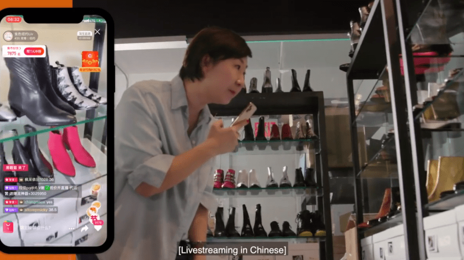 Zoe Zhang, co-founder of And Luxe, hosts a livestreaming event over the company's platform.