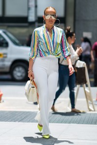 Jennifer Lopez is seen wearing a rainbow shirt, white pants with a Chanel handbag, Jennifer Fisher earings and Cartier ring while out for a stroll in New York City

Pictured: Jennifer Lopez
Ref: SPL5007183 280618 NON-EXCLUSIVE
Picture by: Peter Parker / SplashNews.com

Splash News and Pictures
USA: +1 310-525-5808
London: +44 (0)20 8126 1009
Berlin: +49 175 3764 166
photodesk@splashnews.com

World Rights