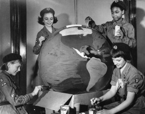 Girl Scouts’ uniforms from the 1950s.