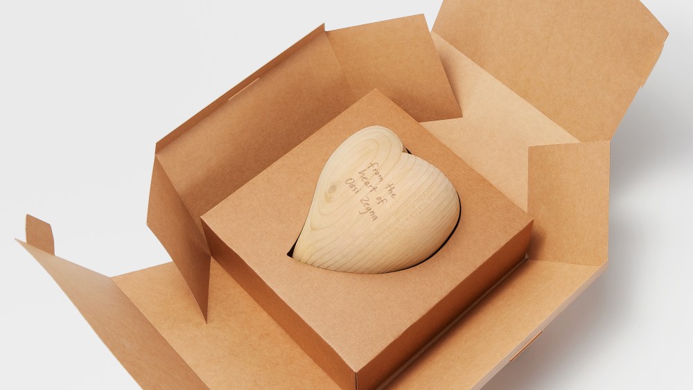 Ermenegildo Zegna's wooden heart-shaped object.