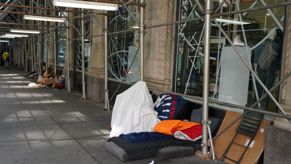 The garment district, like other New York City neighborhoods, has unsheltered people living on the streets.