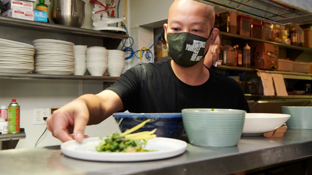 Wu in the kitchen of The Surf Lodge. 