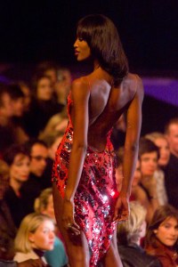 Naomi Campbell on the runway at the Julien MacDonald Fall 2000 show.