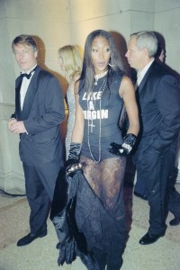 Naomi Campbell and friends attend the Metropolitan Museum of Art Costume Institute's annual Gala to celebrate the "Jacqueline Kennedy: The White House Years" exhibition on April 24, 2001 in New York.