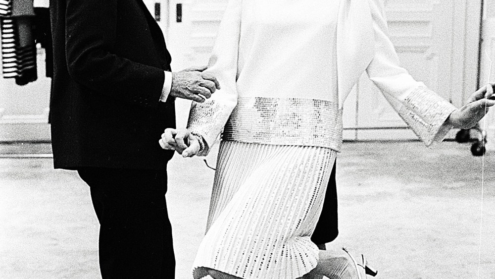 Lauren  Bacall with Norman Norell in New York, 1966.