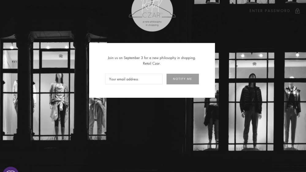 The landing page for Retail Czar.