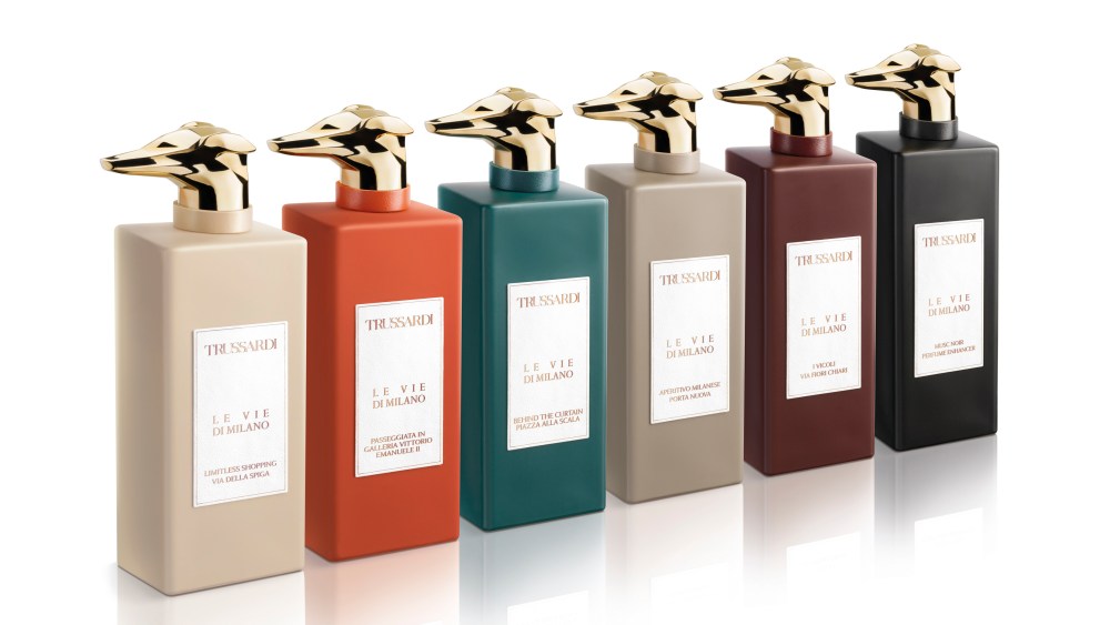 The Trussardi "Le Vie di Milano" collection of fragrances.