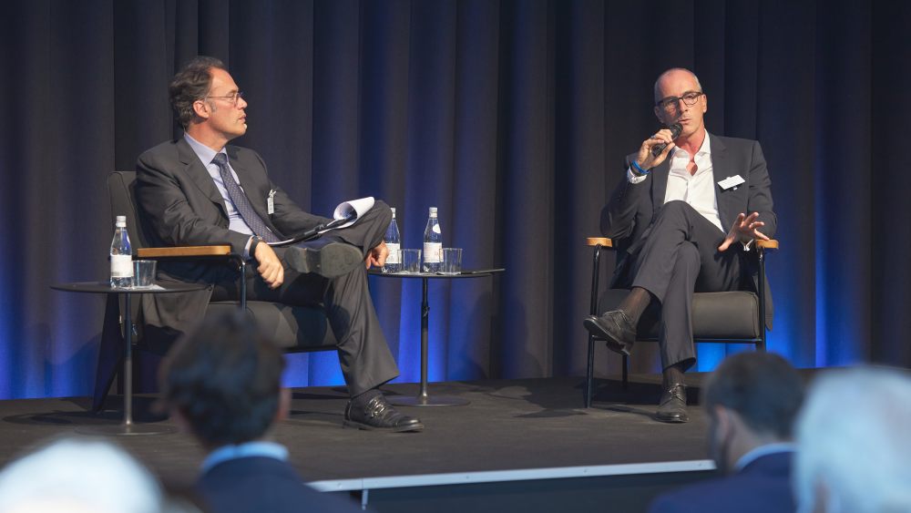 Gianluca Toniolo speaking at the fourth edition of the Pambianco Beauty Summit in Milan.