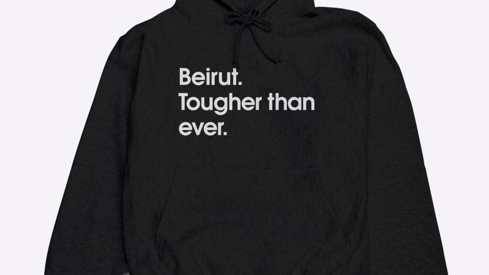 The hoodie that will raise money for the Lebanon Red Cross and Slow Factory Foundation.