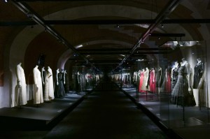 Chanel evening dresses are displayed in the new “Gabrielle Chanel Galleries” at Palais Galliera.