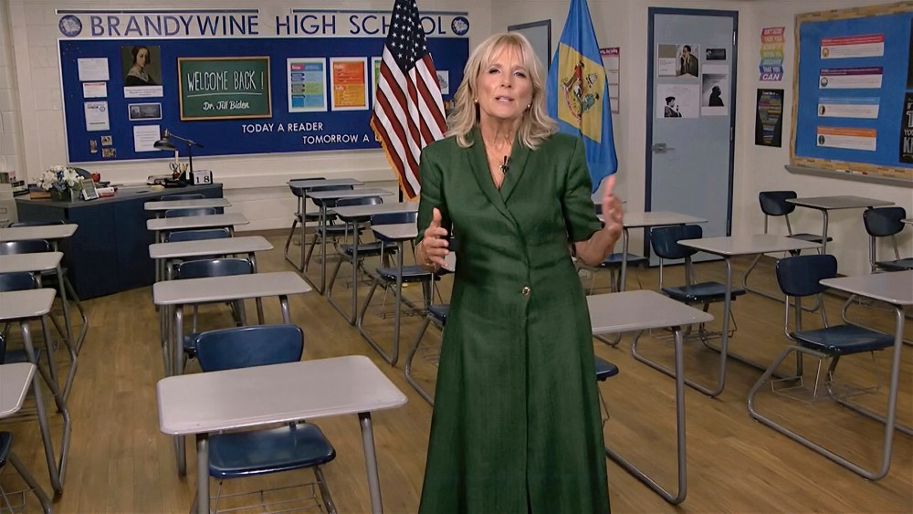 Jill Biden delivered her DNC speech in a Brandon Maxwell dress.