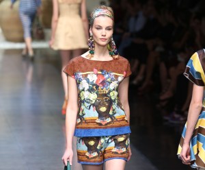 A model on the runway at Dolce & Gabbana's spring 2013 show.
