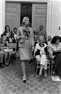 The Adolfo fall 1973 couture show at the St. Regis Hotel in New York City.