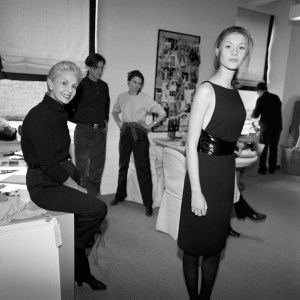 Designer Carolina Herrera and staff in fall fitting with model Gisele Bundchen.