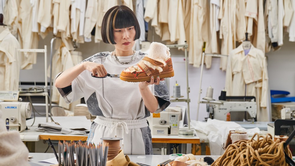 Feng Chen Wang and the limited edition Ugg boots designed by her.