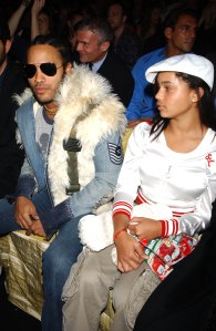 Lenny Kravitz with daughter, Zoe, at the "Vicotria's Secret" Fashion Show, 2002