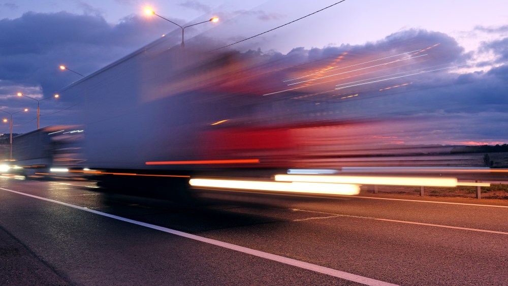 Truck on a highway in the night
