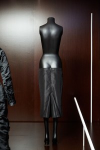 The extreme cut of Alexander McQueen’s “Bumster” skirt changed the proportions of the body and created an elongated torso.
