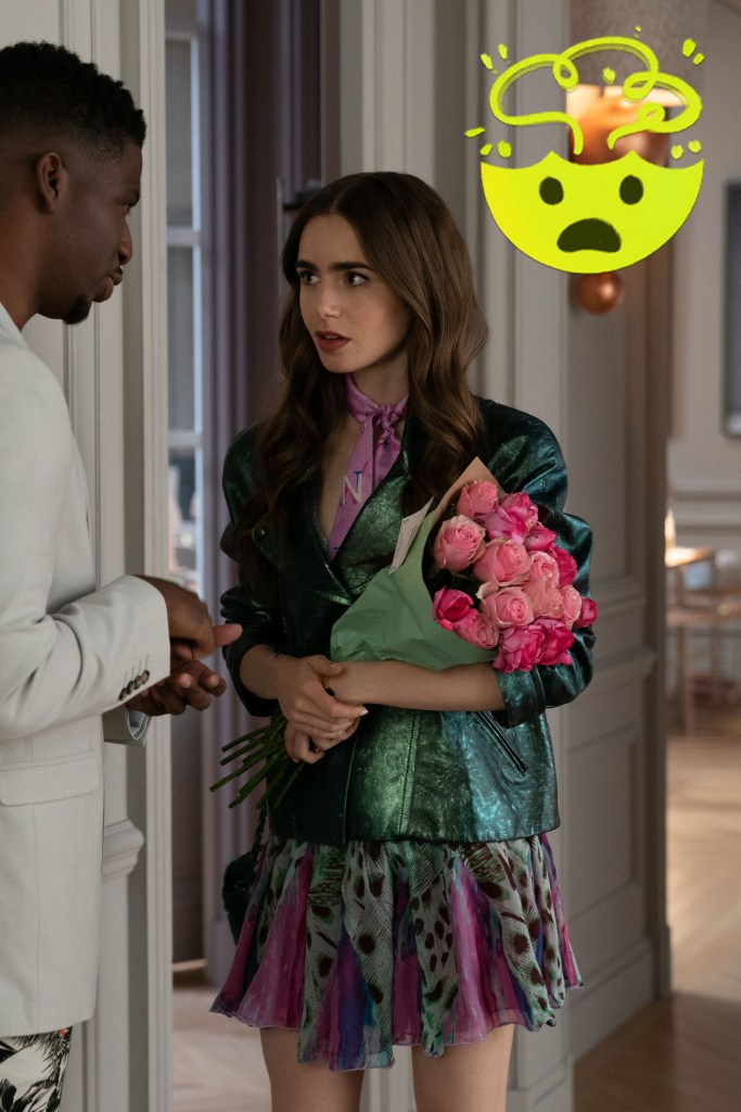 EMILY IN PARIS (L to R) SAMUEL ARNOLD as LUKE and LILY COLLINS as EMILY in episode 104 of EMILY IN PARIS Cr. STEPHANIE BRANCHU/NETFLIX © 2020
