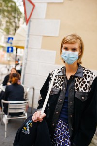 Face masks at Fashion Week Spring 2021.