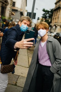 Face masks at Fashion Week Spring 2021.