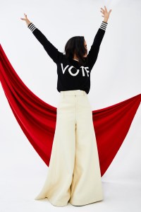 Michael Kors’ cashmere intarsia sweater and Ami’s wool-blend tricotine pants.