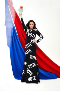 Christian Siriano’s textured silk crepe gown.