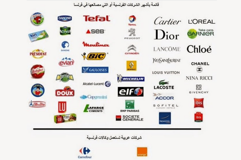 A list of French products to boycott on Twitter.