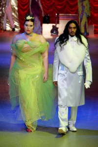 Models on the runway at John Galliano's spring 2006 show.