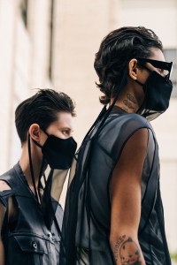 Backstage at Rick Owens' RTW Spring 2021 show.