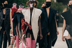 Backstage at Rick Owens' RTW Spring 2021 show.